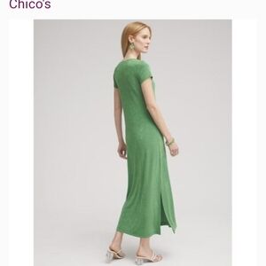 Chico's Green Travelers Classic Maxi Dress In a 3